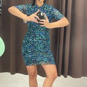 Ganni Blue and Green Mini Dress